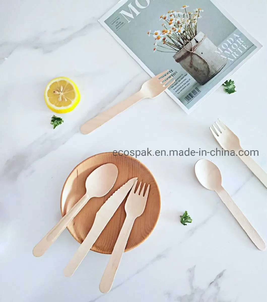 Disposable Biodegradable Compostable Wooden Cutlery Dinnerware Tableware Kitchen Utensils Fork