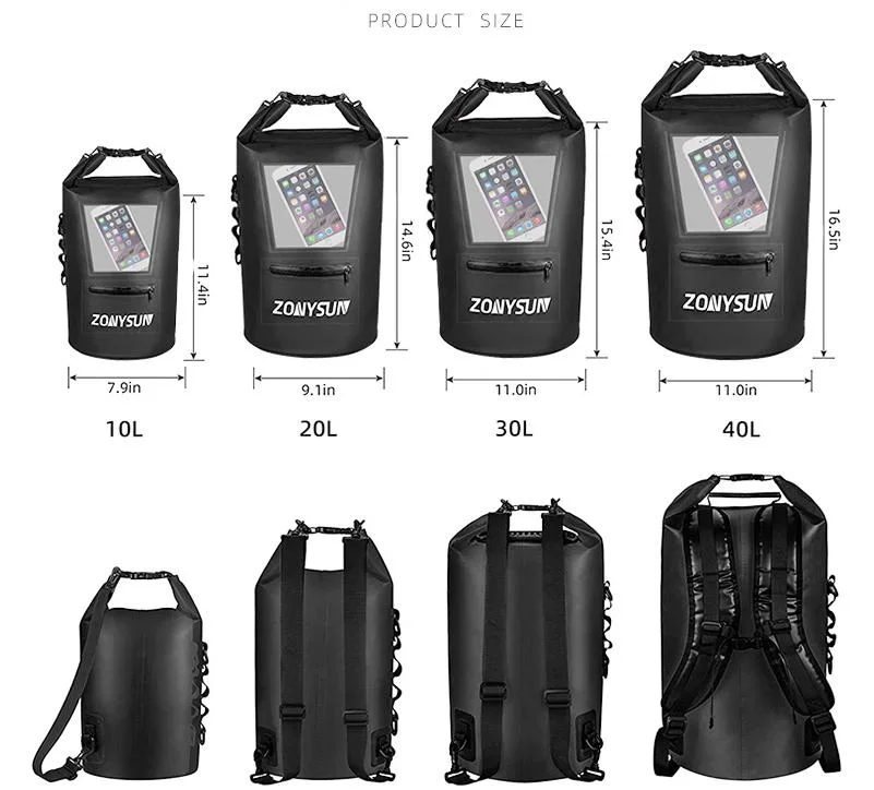 Manufacturers Direct New Waterproof Bucket Bag Support Mobile Phone Touch Screen Bucket Bag Large Capacity PVC Environment-Friendly Fabric Bucket Bag